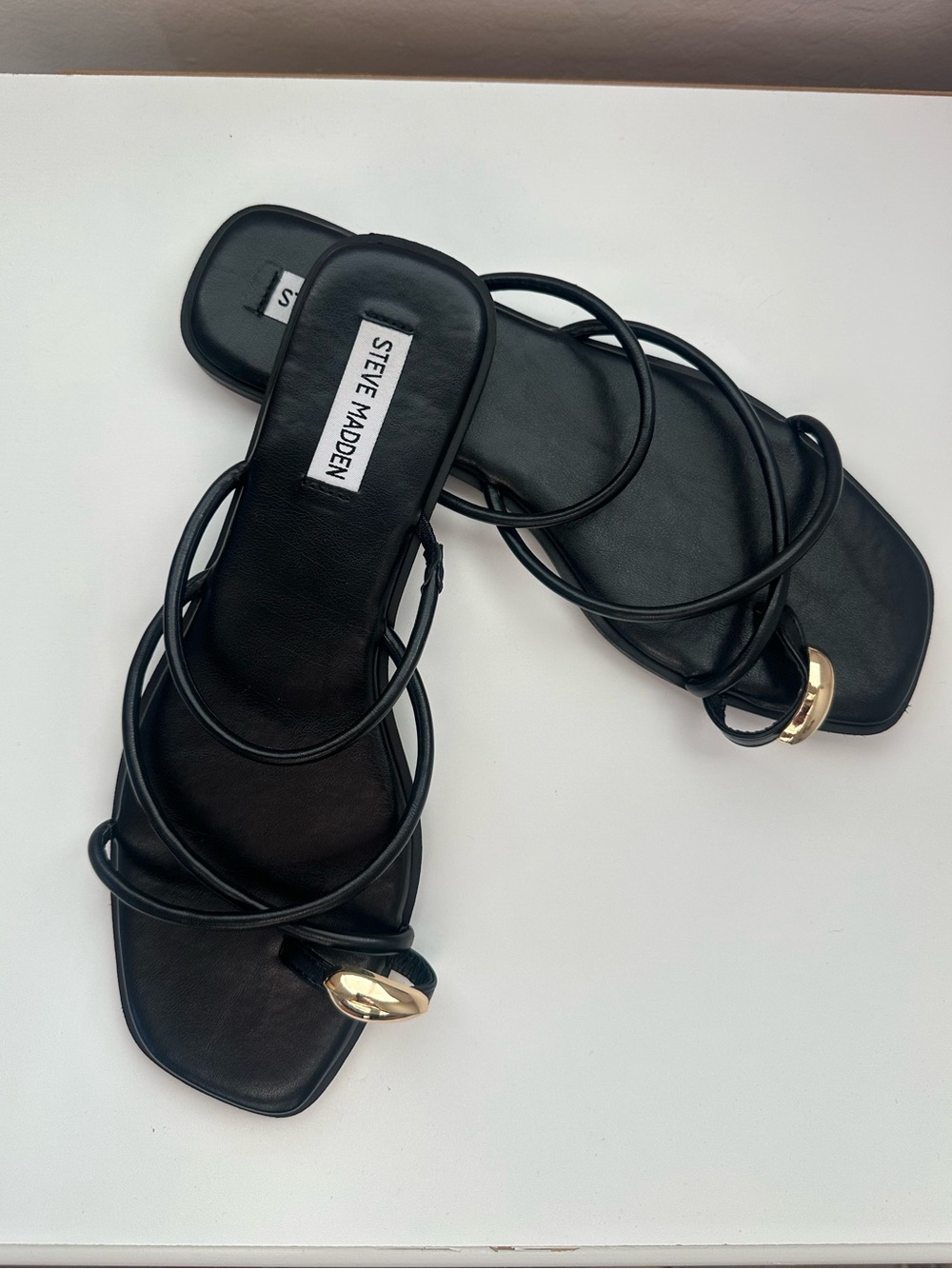 Steve Madden Adriell Black Sandals Size 9 1/2 - Picture 3 of 5